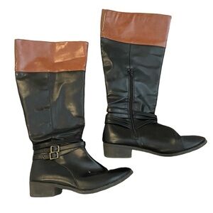 Black and brown wide calf boots 9.5